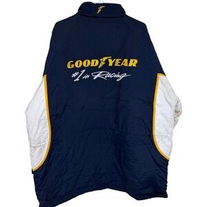 Goodyear Racing Jacket‎ Mens XXL Navy Blue Puffer Quilted Lined Motorsport